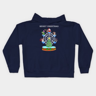 Merry Christmas Carnival Ferris Wheel Kids Hoodie